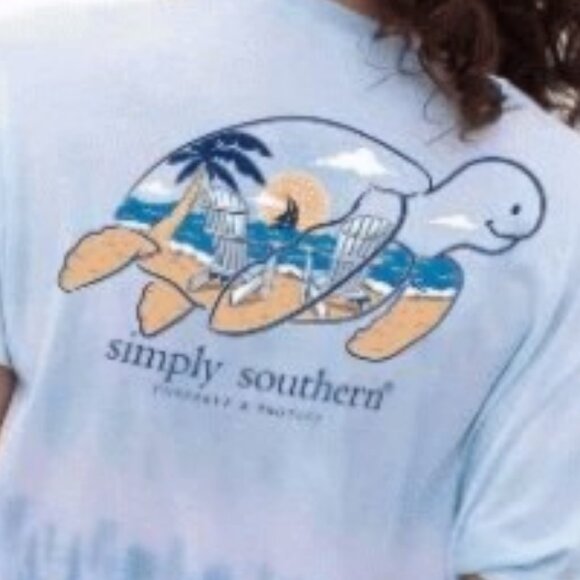 Chairs at the Beach Turtle Tracker Simply Southern Shirt NWT - Picture 2 of 2